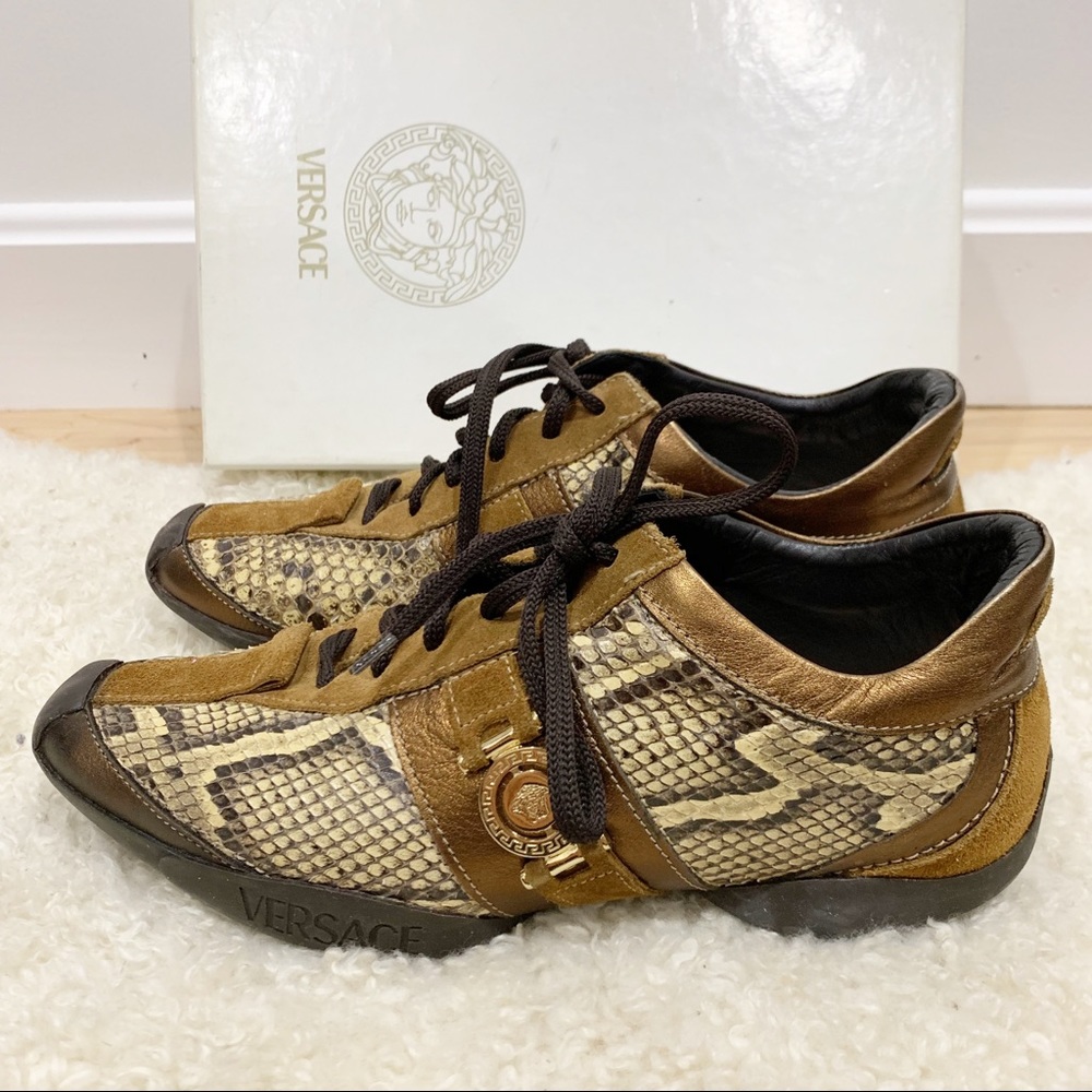 Versace snake skin suede lace up shoes Sz 38 - Picture 1 of 6